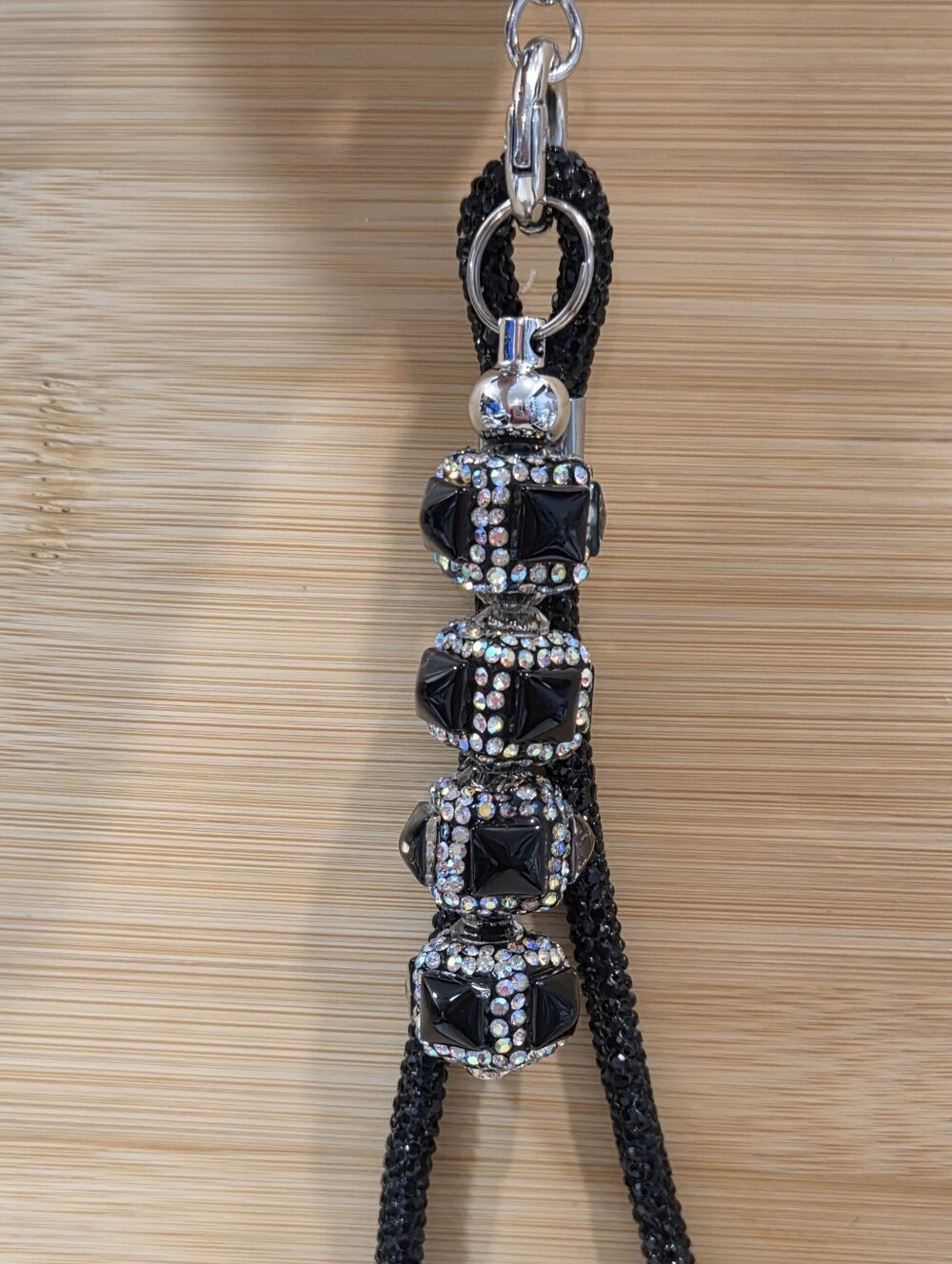 NWT 💎 Rhinestone Crystal Bling Bead Wristlet Keychain Bag Charm